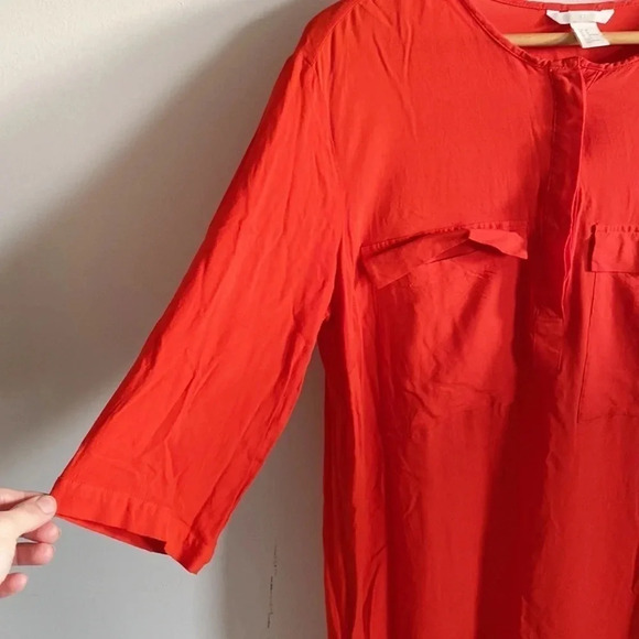 H&M lightweight bright red long sleeve Shirt Dress size 14 - Picture 4 of 8